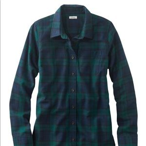 LL Bean, Blue and Green Plaid Flannel